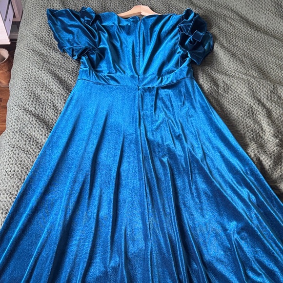 Birdy Grey Velvet floor length dress in Peacock blue - Picture 3 of 13